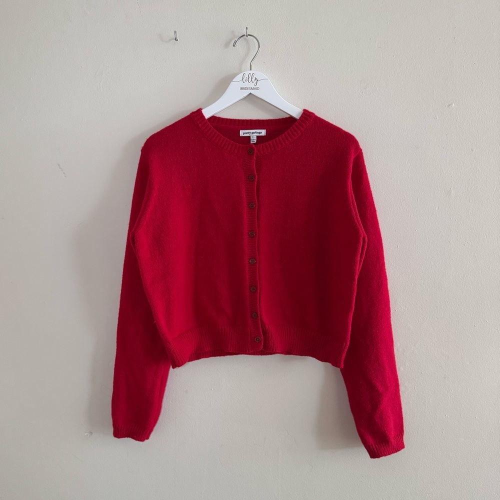 Elegant Red Button-Up Cardigan